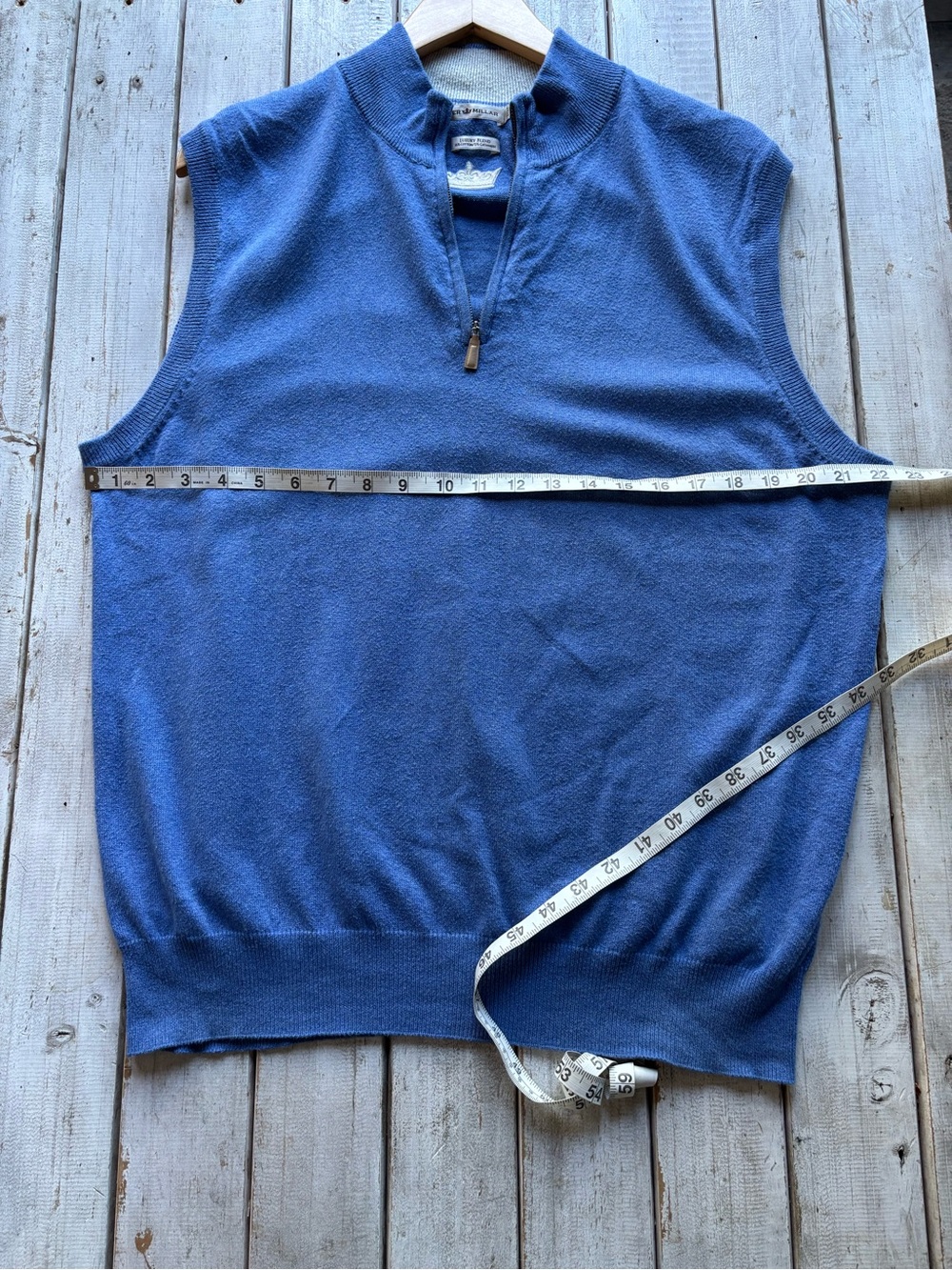 Peter Millar Cotton Cashmere Quarter Zip Sweater Vest Men’s Large Blue - Picture 4 of 9